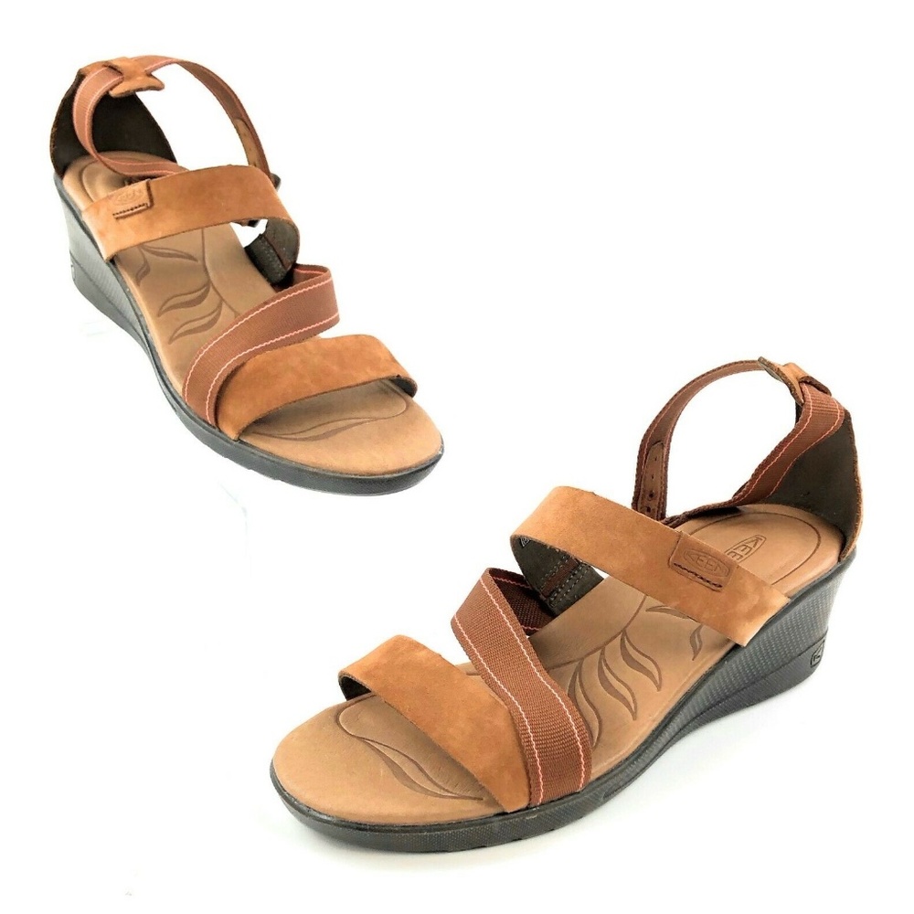Keen Skyline Thrush Cross Strap Brown Wedge Sandal